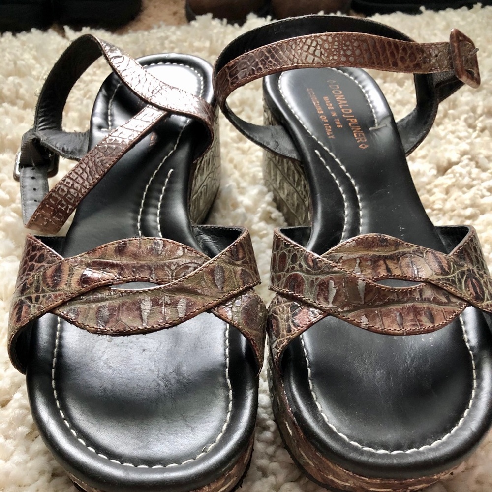 Donald J Pliner metallic wedge sandals